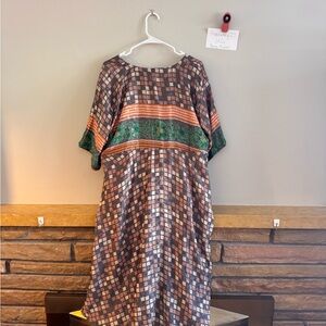 Kantha Bae Split midi dress Multicolor Checkered Kids Dress